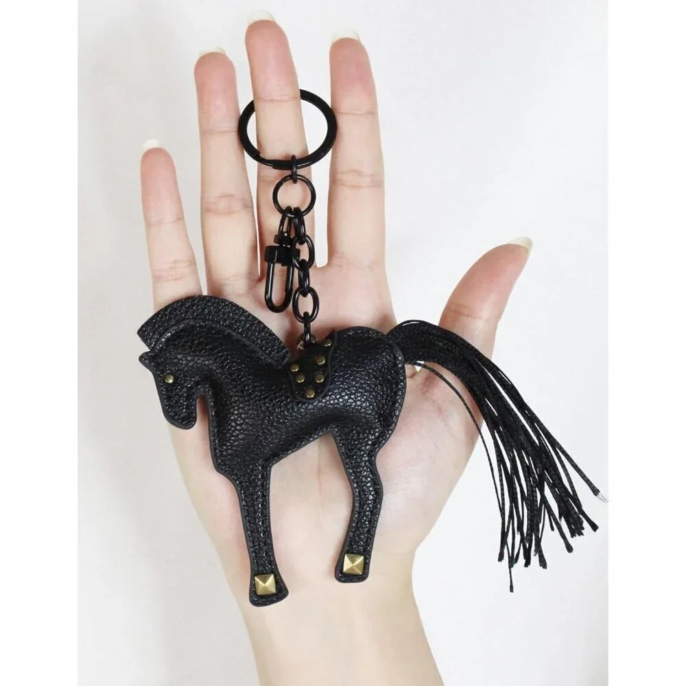 Horse Keychain Leather Hanging Charm for Bags Purse Backpack Women Gift